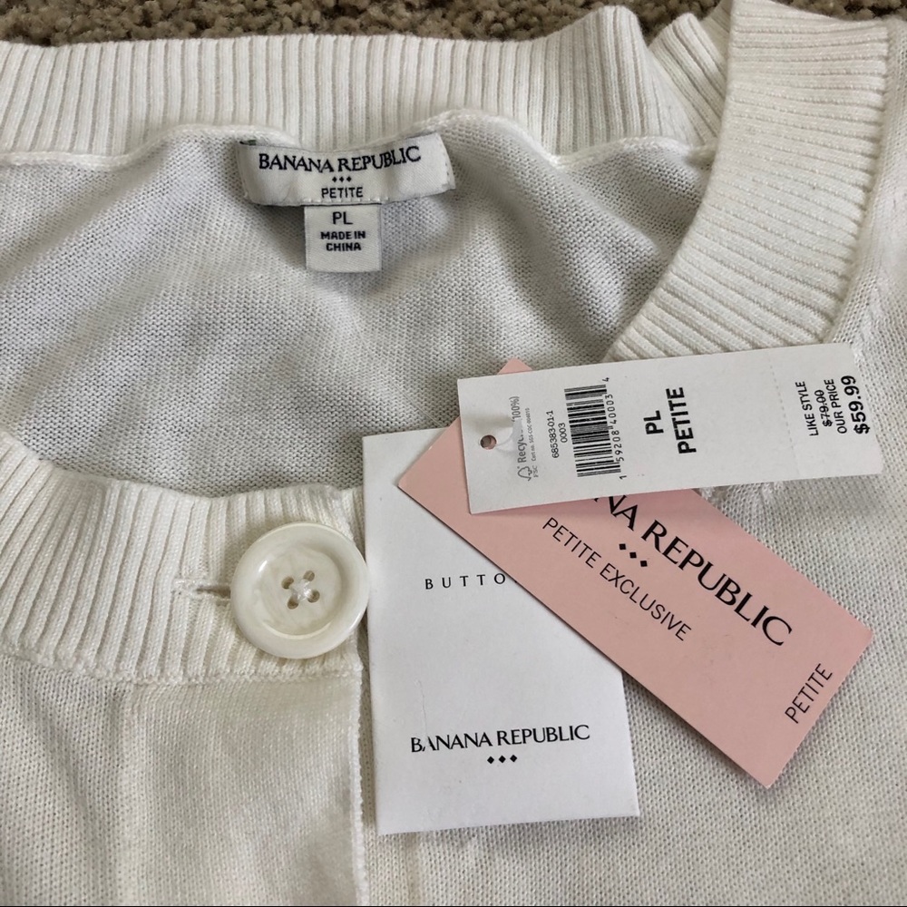 NWT Banana Republic Ivory Sweater top womens large short sleeve petite